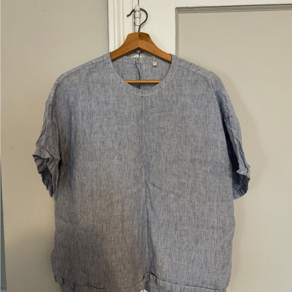 Muji Blue Striped Linen Shirt